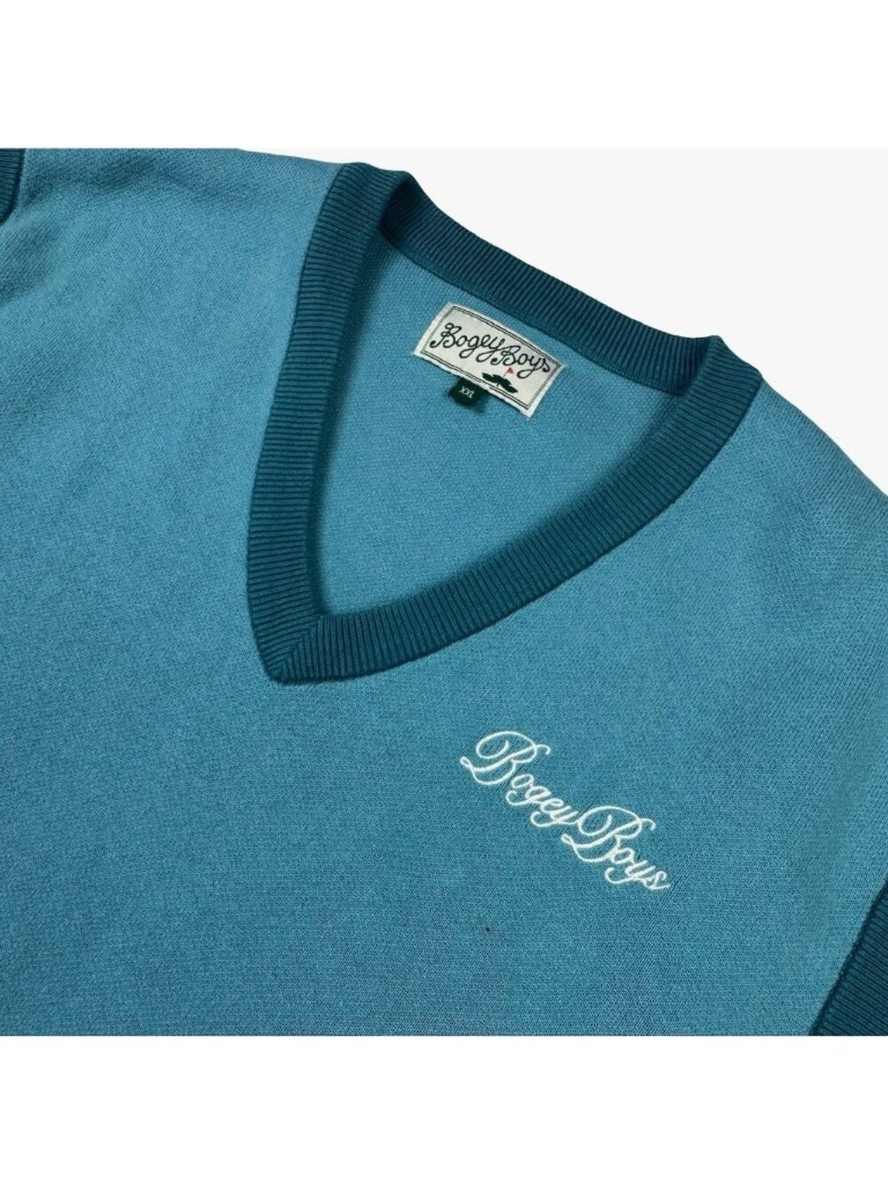 Bogey Boys Men's 100% Cotton V-Neck Golf Sweater Vest Teal Blue • 2XL